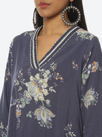 Thumbnail for Biba Women Floral Printed V-Neck Kurta with Palazzos - Distacart