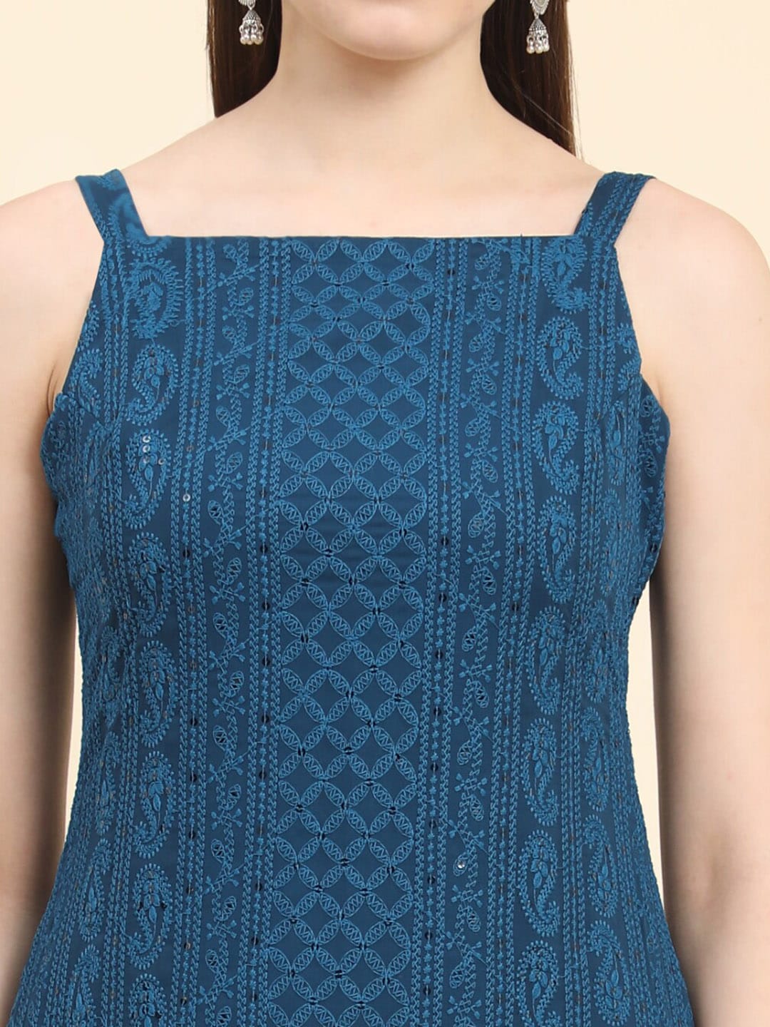 Kalini Floral Embroidered Chikankari Georgette Kurta - Distacart