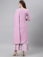 Thumbnail for Khushal K Women Lavender Printed Kurta with Palazzos - Distacart