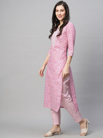 Thumbnail for Kalini Ethnic Motif Printed Notched Neck Kurta With Trousers - Distacart