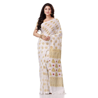 Desh Bidesh Bengal Cotton Women's Bengal Tant Abhra Fabric Design Pure Cotton Handloom Saree With Blouse Piece - Distacart