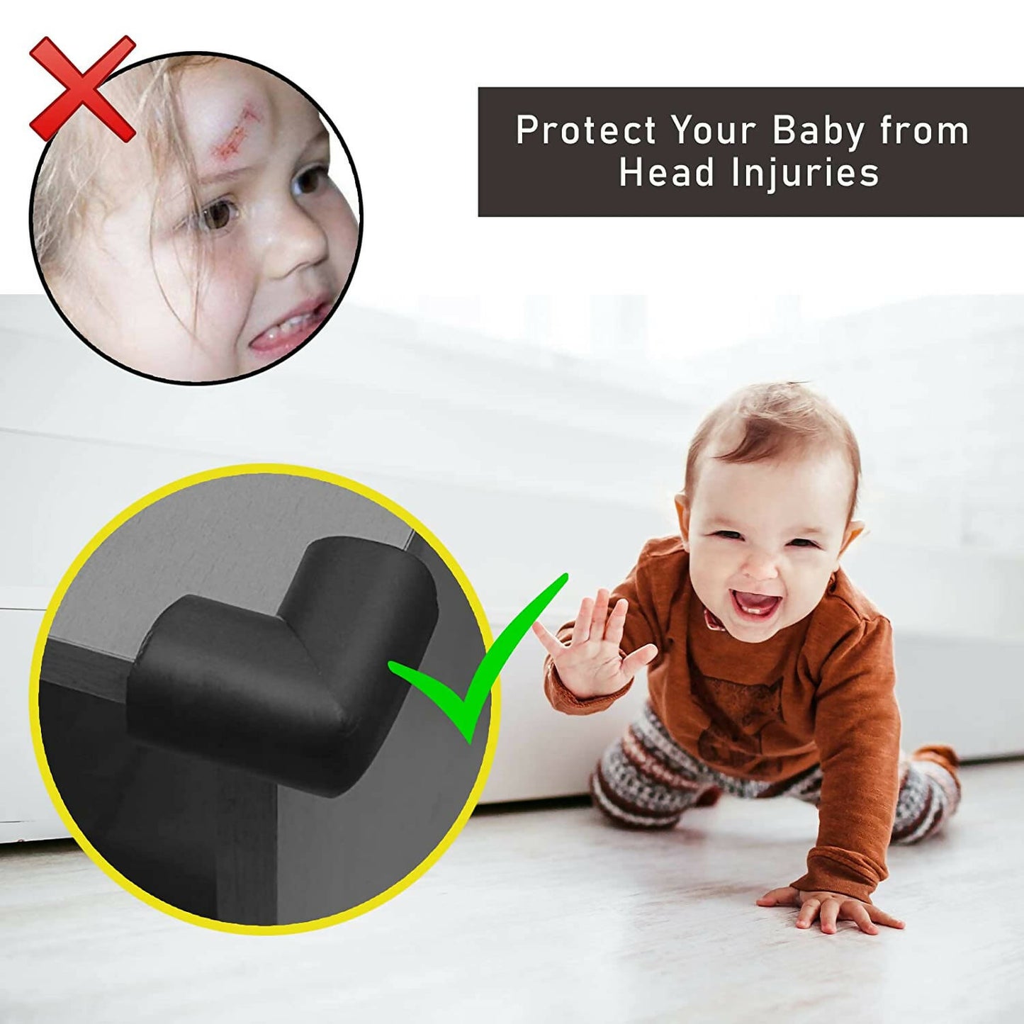 Safe-O-Kid Set of 8 Corner U Shaped Corner Guards for Kids safety- Black-Large - Distacart