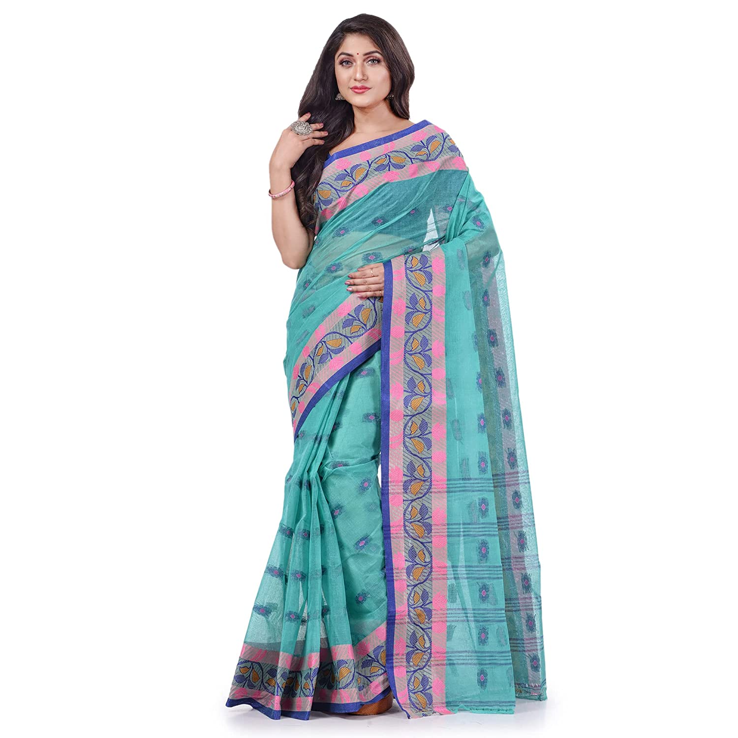 Desh Bidesh Women's Traditional Pure Handloom Cotton Saree Puspanjali Woven Designer Without Blouse Piece DBPUSPANJALI200722_F - Distacart