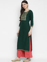 Thumbnail for Kalini Women Green Ethnic Motifs Embroidered Kurta - Distacart