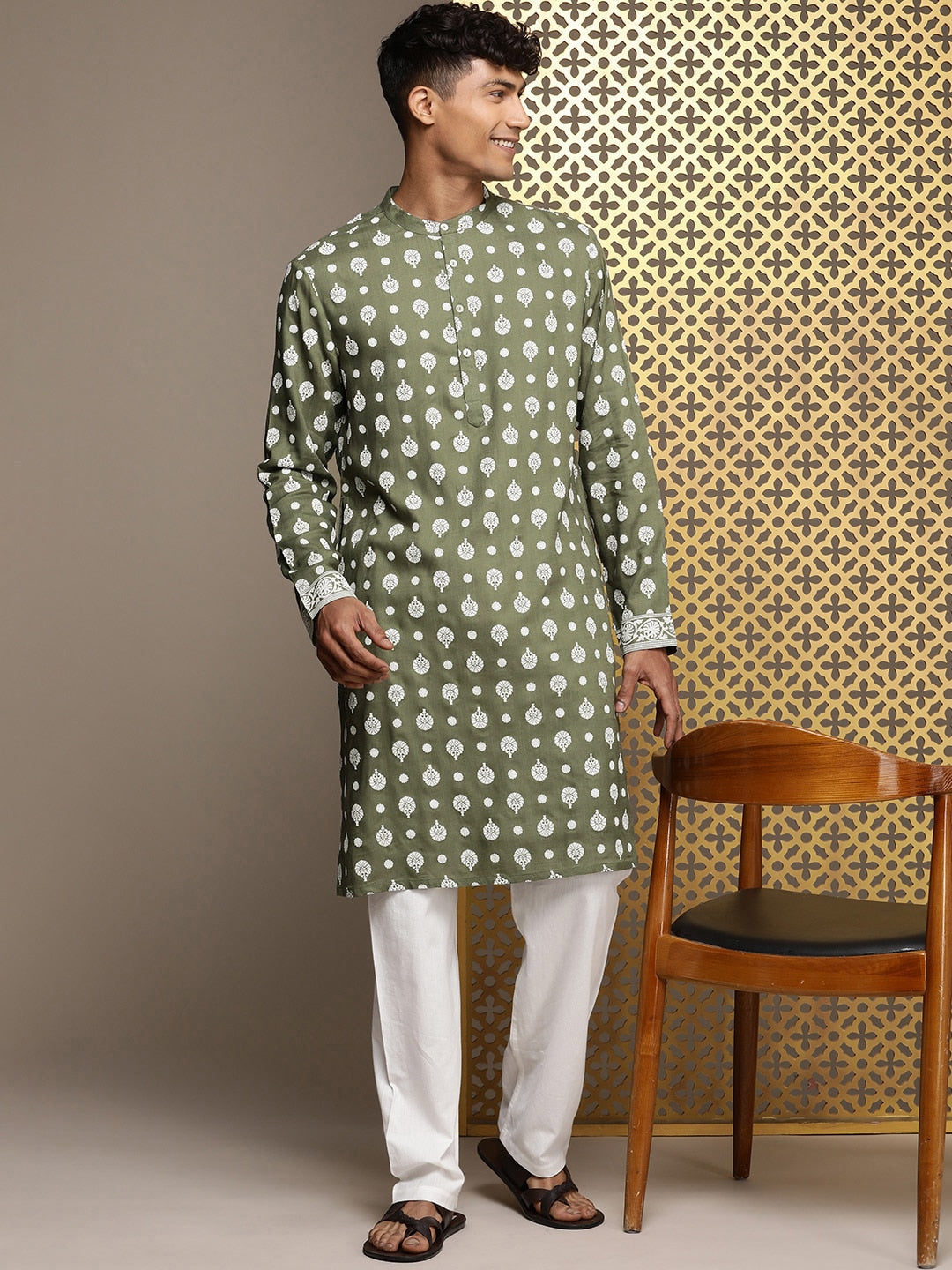 House of Pataudi Jashn Ethnic Motifs Printed Kurta - Distacart