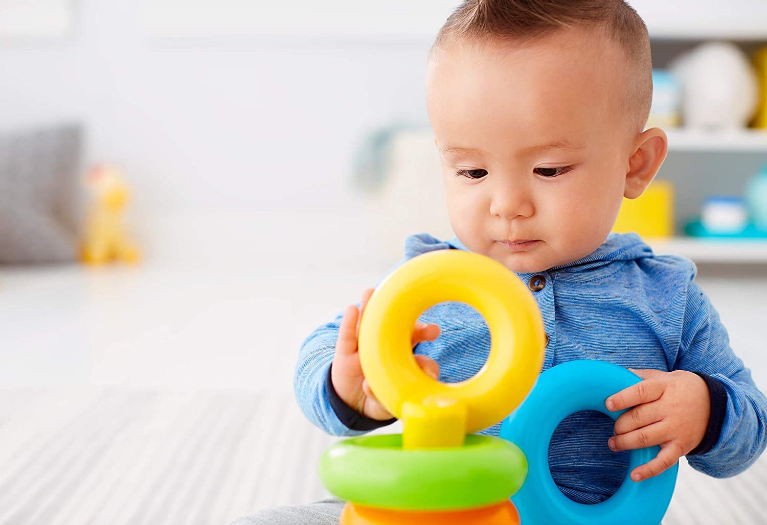 Fisher Price Rock-A-Stack - Classic Stacking Toy With 5 Colorful Rings - Distacart