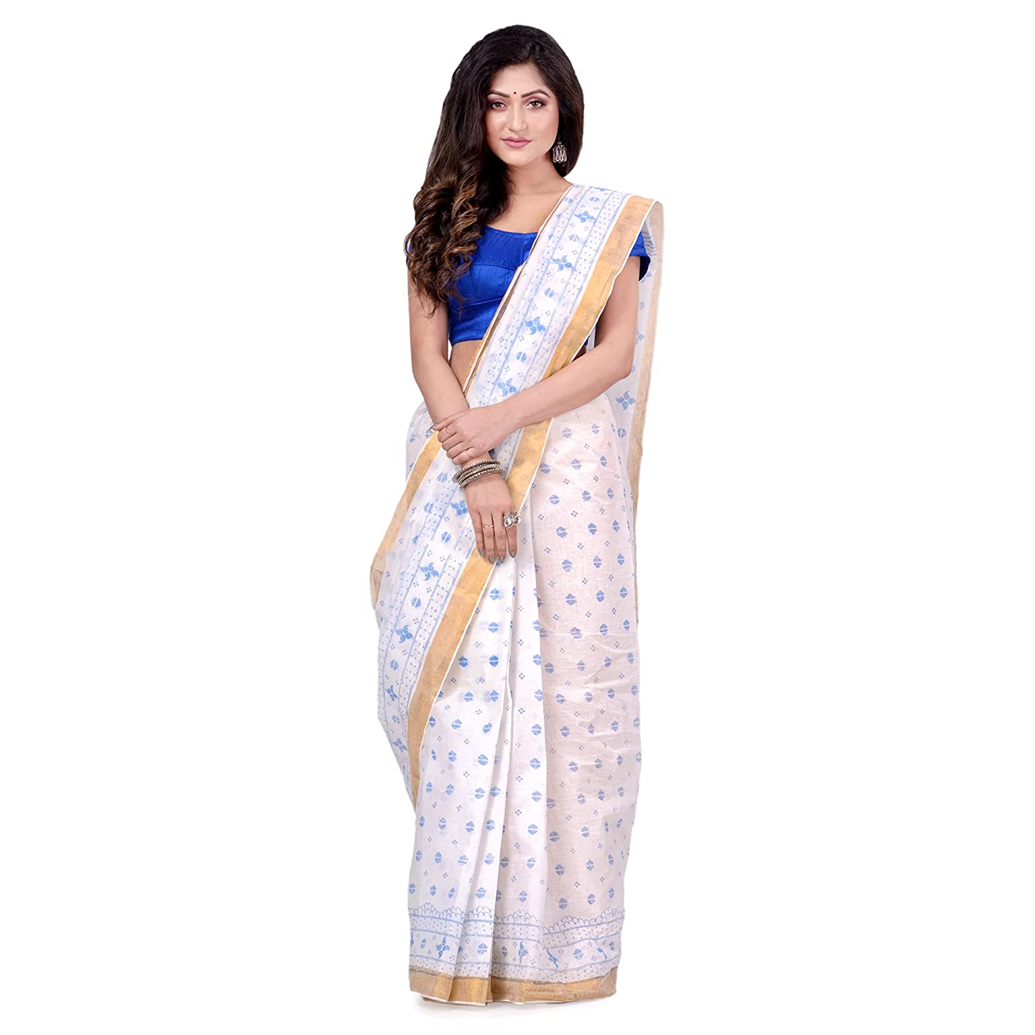 Desh Bidesh Women's Bengal Tant Kerala Print Design Pure Handloom Cotton Saree Without Blouse Piece - Distacart