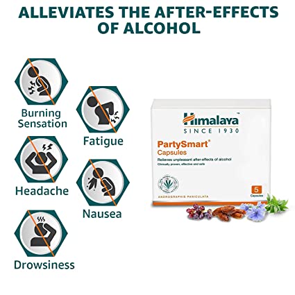 Himalaya PartySmart, One Capsule for a Better Morning After Drinking, Plant  Based, Liver Support, Alcohol Breakdown, Clinically Studied, Non-GMO
