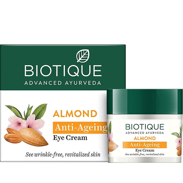Biotique Advanced Ayurveda Bio Almond Soothing & Nourishing Eye cream - Distacart