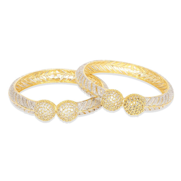 Gold-Plated Alloy Gold Silver American Diamond 4 Bangles - The Pari - Distacart