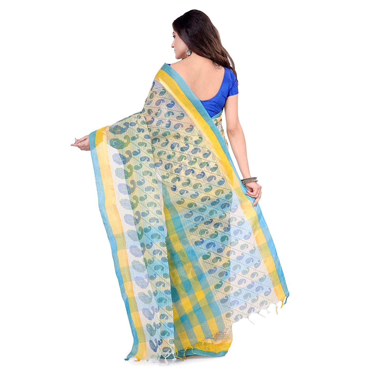 Desh Bidesh Bengal Cotton Women's Bengal Tant Kolka Print Design Pure Handloom Cotton Saree Without Blouse Piece - Distacart