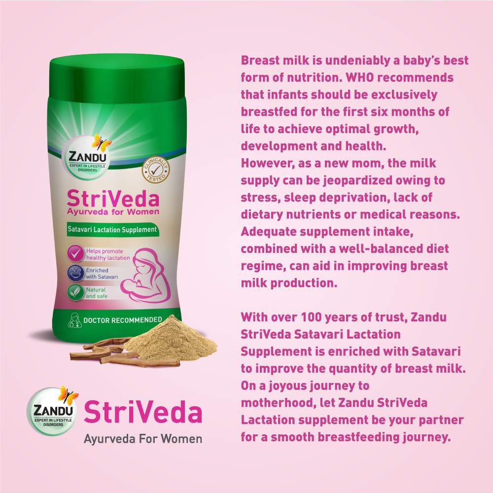 Zandu StriVeda Satavari Lactation Supplement for Increasing Breast Milk Supply - 210 g