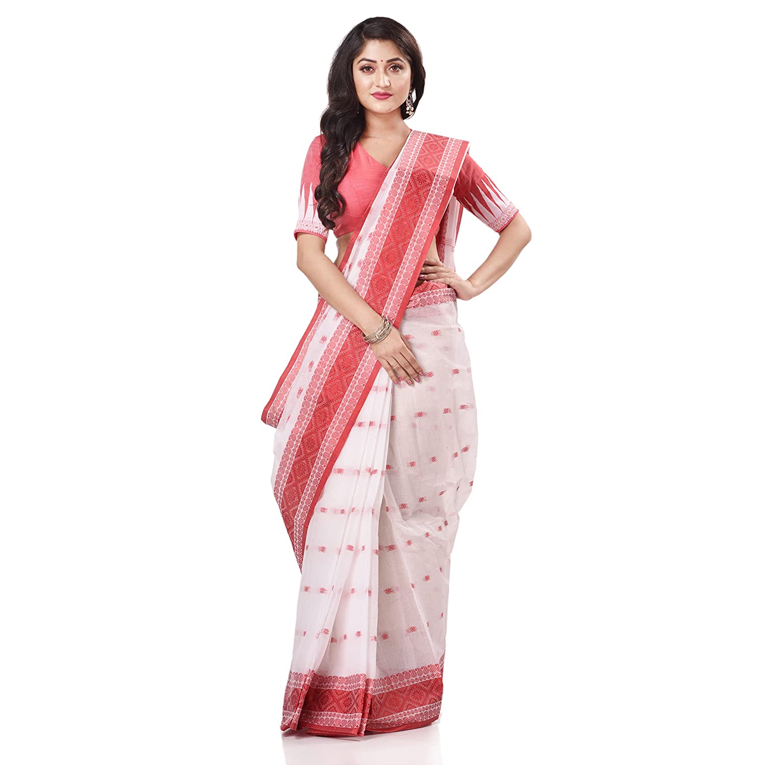 Desh Bidesh Women's Traditional Bengal Tant Kolkatara Design Pure Handloom Cotton Saree - Distacart