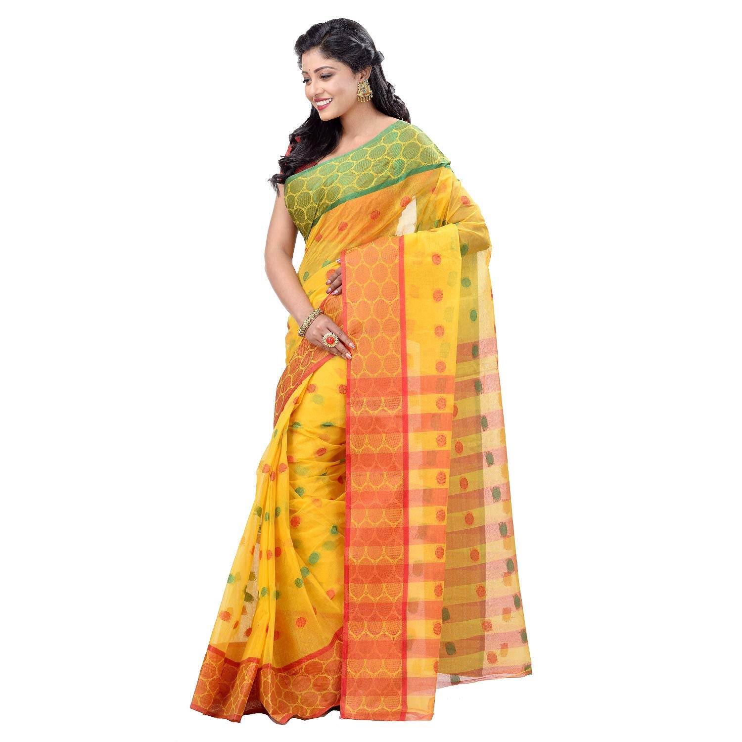 Desh Bidesh Women Ganga Jamuna Bengal Handloom Cotton Tant Saree Without Blouse Piece B07RJMFBXQN0240 - Distacart