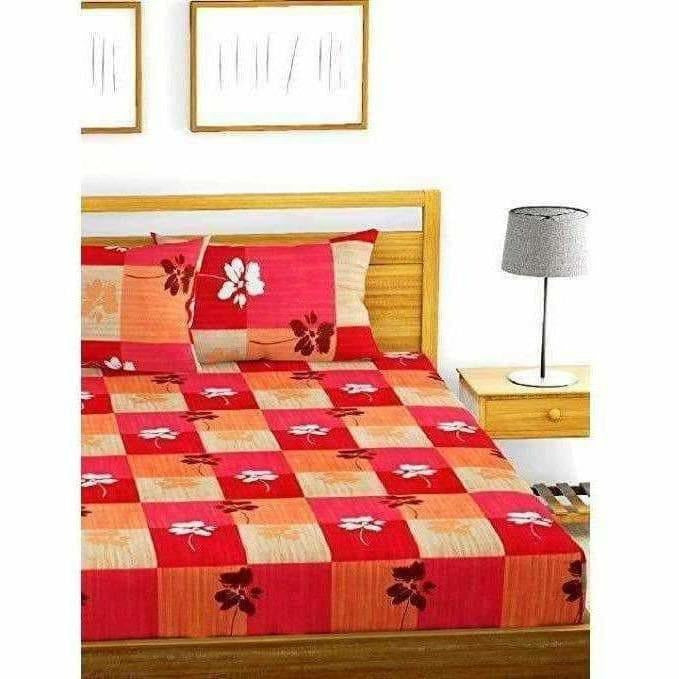 Cotton Double Bedsheet with 2 Pillow Covers - Distacart