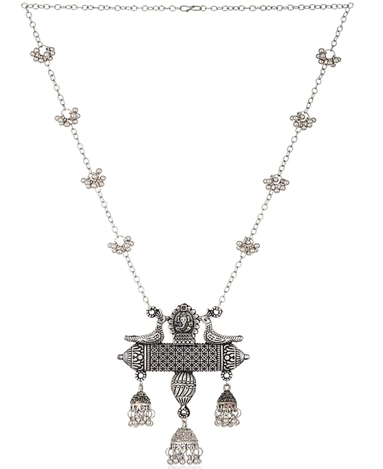 Silver-Plated Alloy Long Designer Oxidised Necklace - The Pari - Distacart