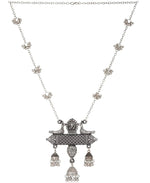 Thumbnail for Silver-Plated Alloy Long Designer Oxidised Necklace - The Pari - Distacart