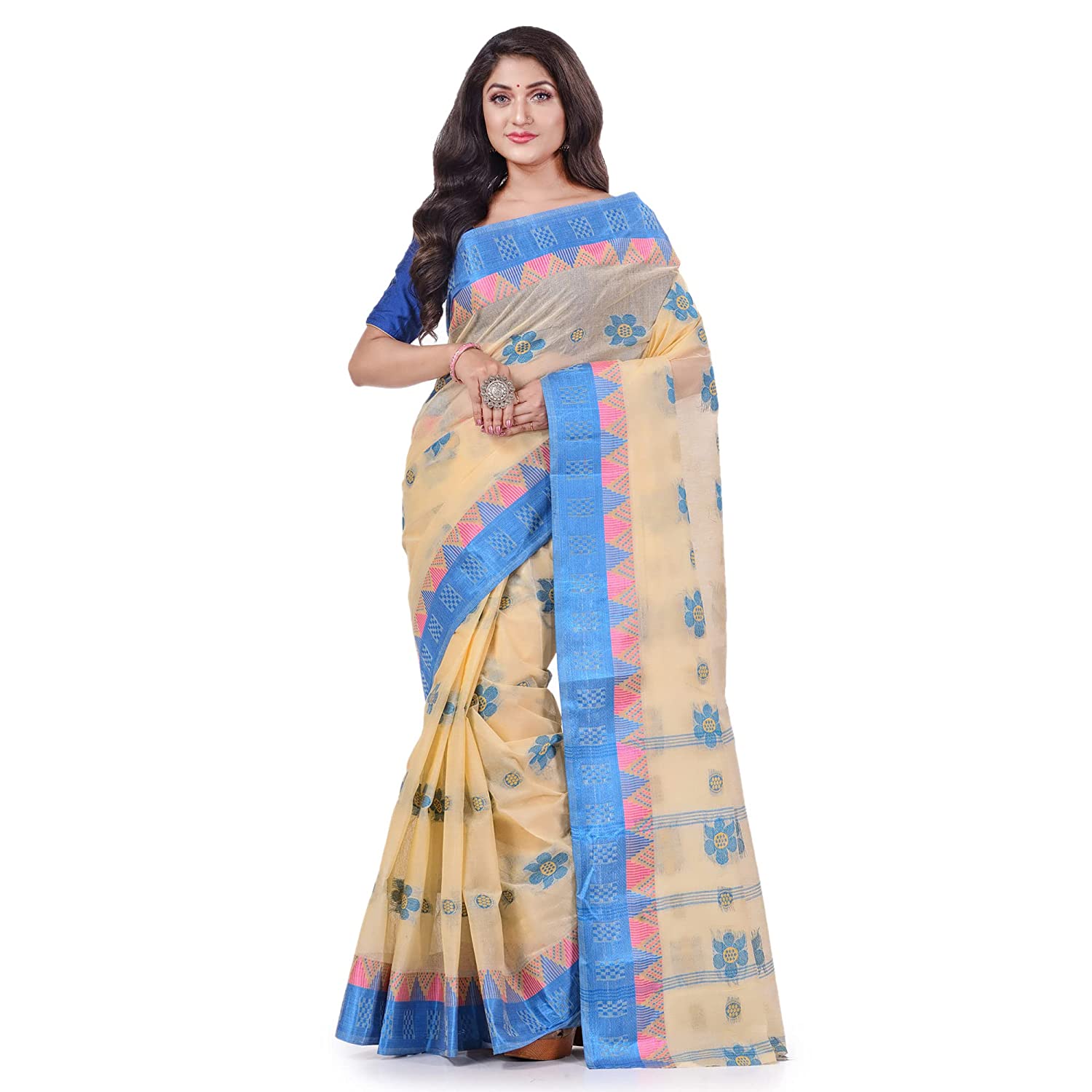 Desh Bidesh Women's Traditional Bengal Fuleswari Woven Designer Pure Handloom Cotton Saree Without Blouse Piece - Distacart