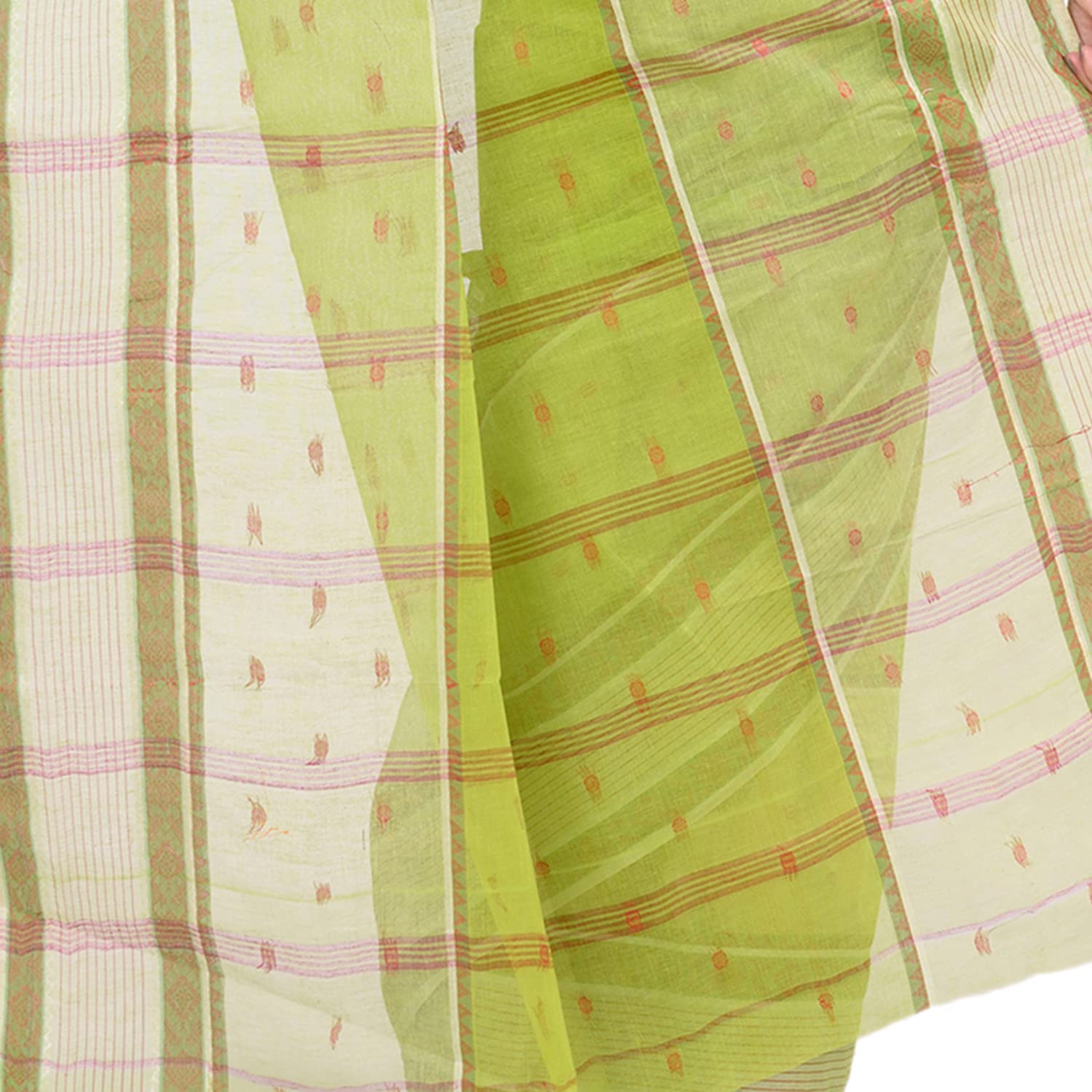 Desh Bidesh Women's Bengal Tant Devdas Design Pure Handloom Cotton Saree Without Blouse Piece - Distacart