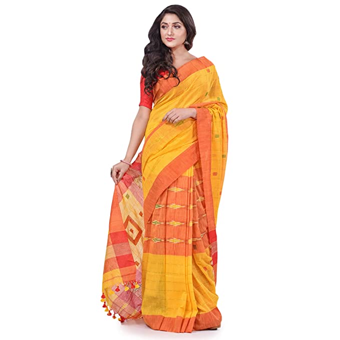 Desh Bidesh Women's Bengal Handloom Pure Cotton Saree Kotki Design With Blouse Piece - Distacart