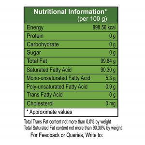 Patanjali Virgin Coconut Oil Nutritions