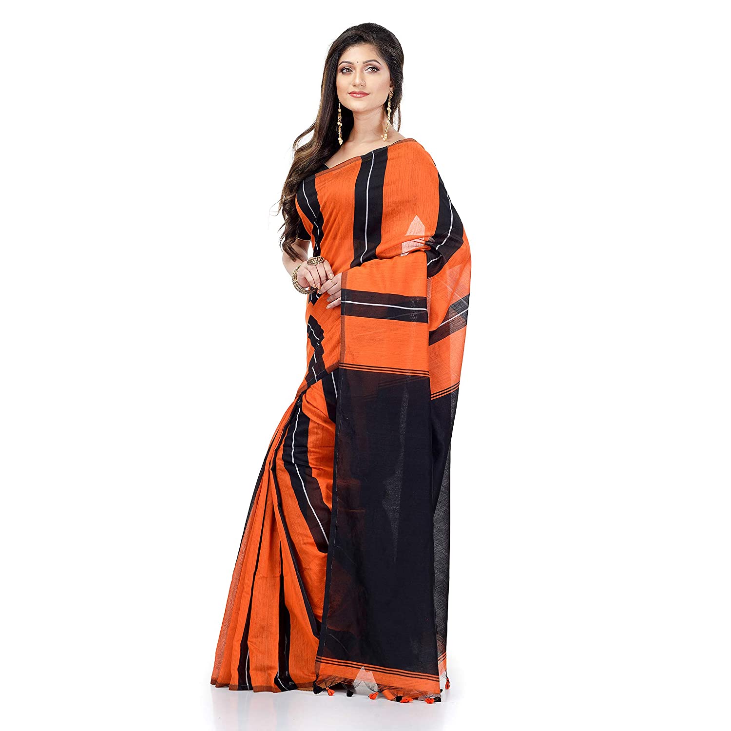 Desh Bidesh Women's Cotton Silk Bengal Half-Half Ghicha Handloom Woven Saree With Blouse Piece - Distacart