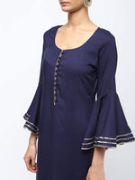 Thumbnail for Cheera Straight Kurta With Bell Sleeve Gotta Work Design And Straight Gotta Work Plazo Pant