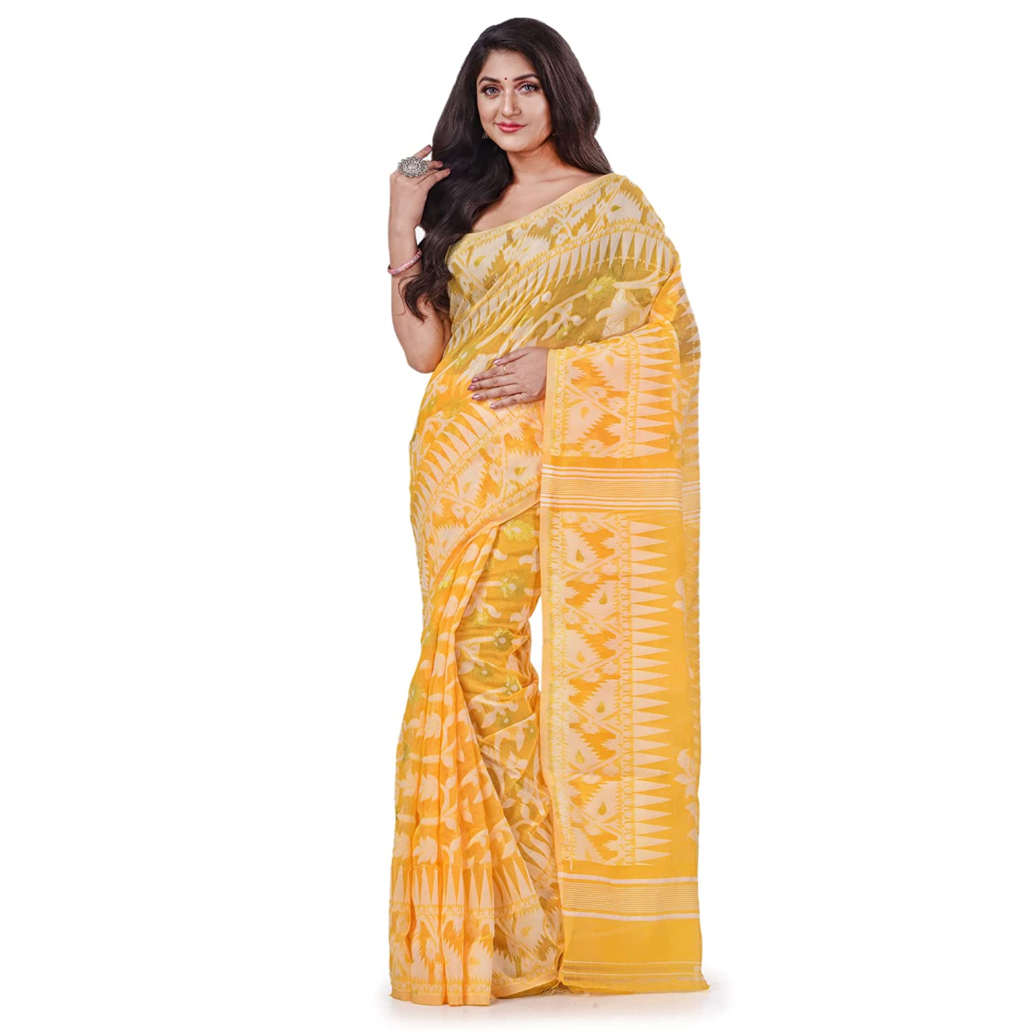Desh Bidesh Bengal Cotton Tant Women's Bengal Handloom Tant Soft Dhakai Jamdani Cotton Saree Whole Body Design - Distacart