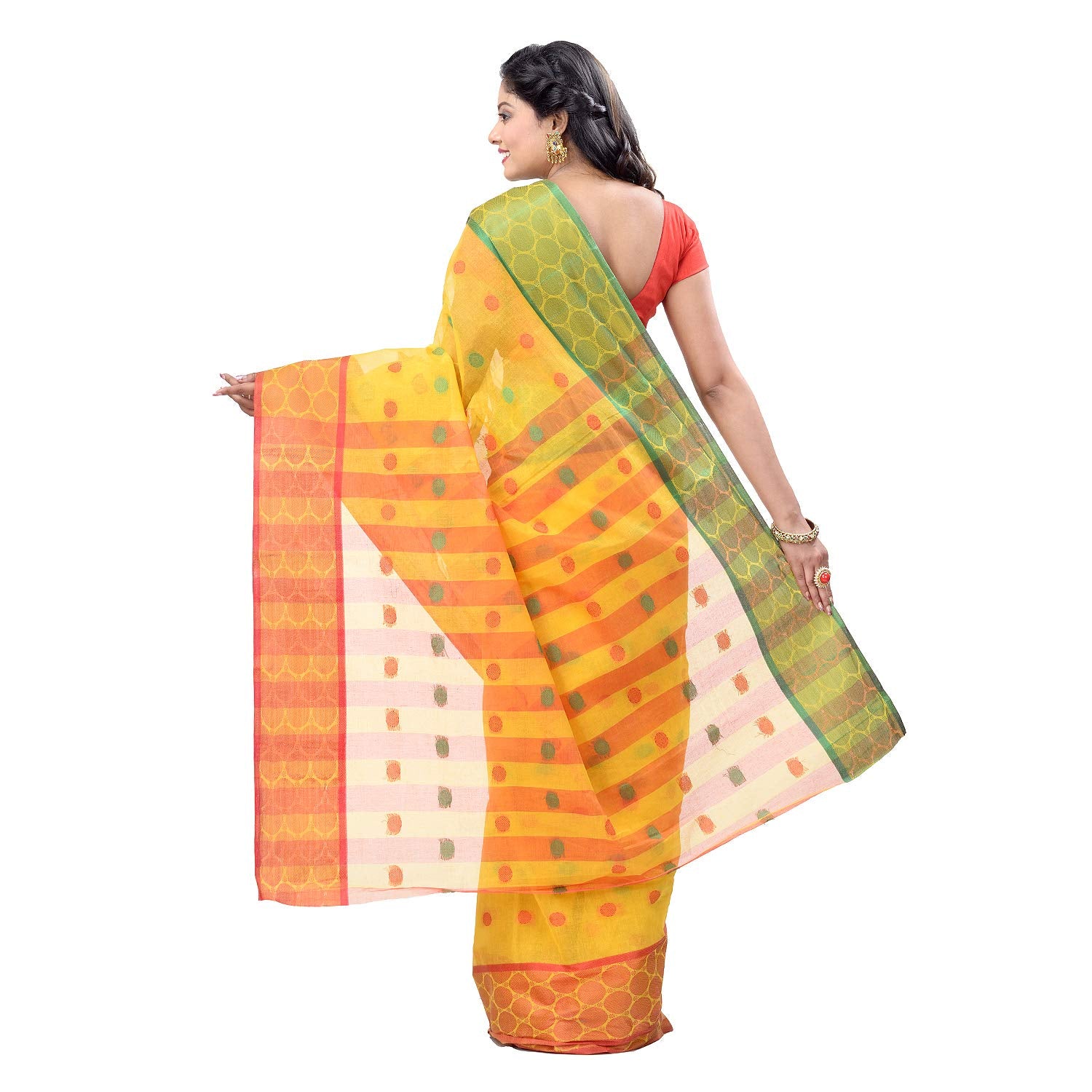 Desh Bidesh Women Ganga Jamuna Bengal Handloom Cotton Tant Saree Without Blouse Piece B07RJMFBXQN0240 - Distacart
