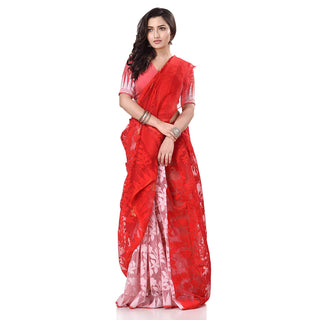 Desh Bidesh Women's Tant Handloom Soft Dhakai Jamdani Cotton Saree Whole Body Design - Distacart