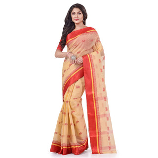 Desh Bidesh Women's Traditional Pure Handloom Cotton Saree Navarupa Velvet Par Design Without Blouse Piece - Distacart