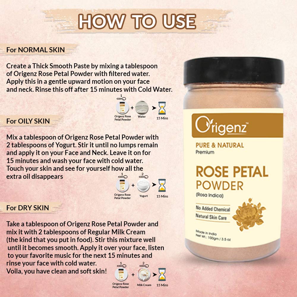 Origenz Pure & Natural Rose Petals Powder usage