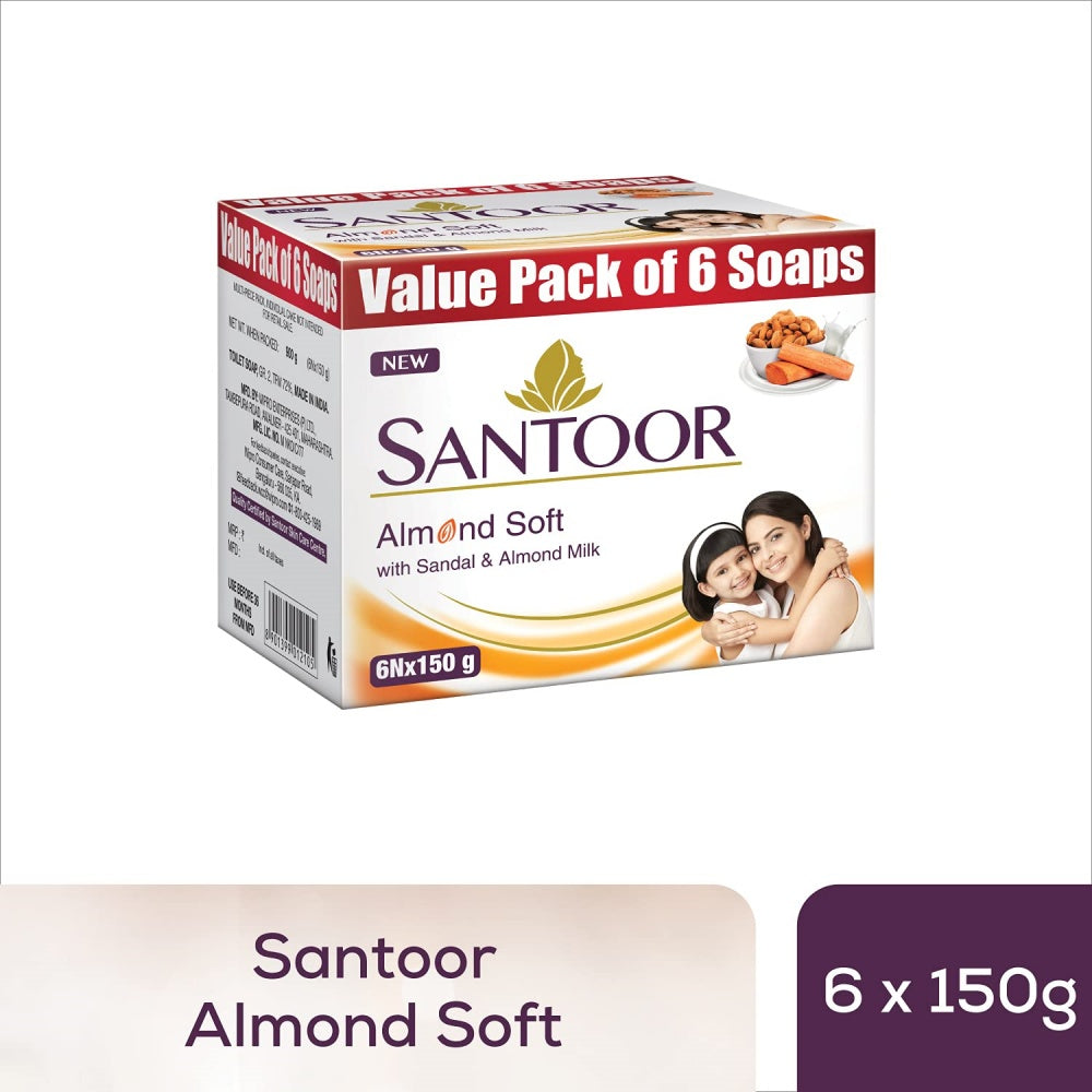 Santoor Almond Soft With Sandal & Almond Milk Soap