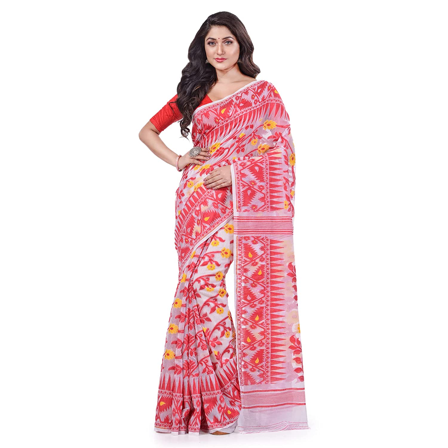 Desh Bidesh Bengal Cotton Tant Women's Bengal Handloom Tant Soft Dhakai Jamdani Cotton Saree Whole Body Design - Distacart