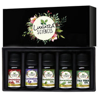 Thumbnail for Luxura Sciences Organic Essential Oils for Anti Acne - Tea Tree Oil, Lavender Oil, Eucalyptus Oil, Grapeseed Oil, Rosemary Oil - Distacart
