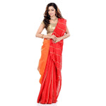 Thumbnail for Desh Bidesh Women's Bengal Woven Handloom Cotton Silk Blend Saree With Blouse Piece (Orange Khaki) - Distacart