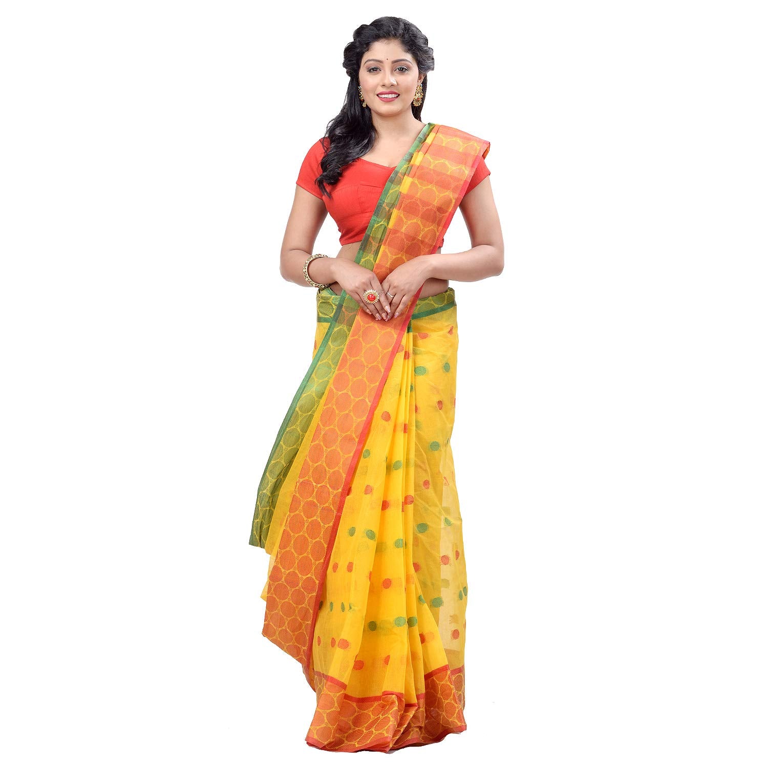 Desh Bidesh Women Ganga Jamuna Bengal Handloom Cotton Tant Saree Without Blouse Piece B07RJMFBXQN0240 - Distacart