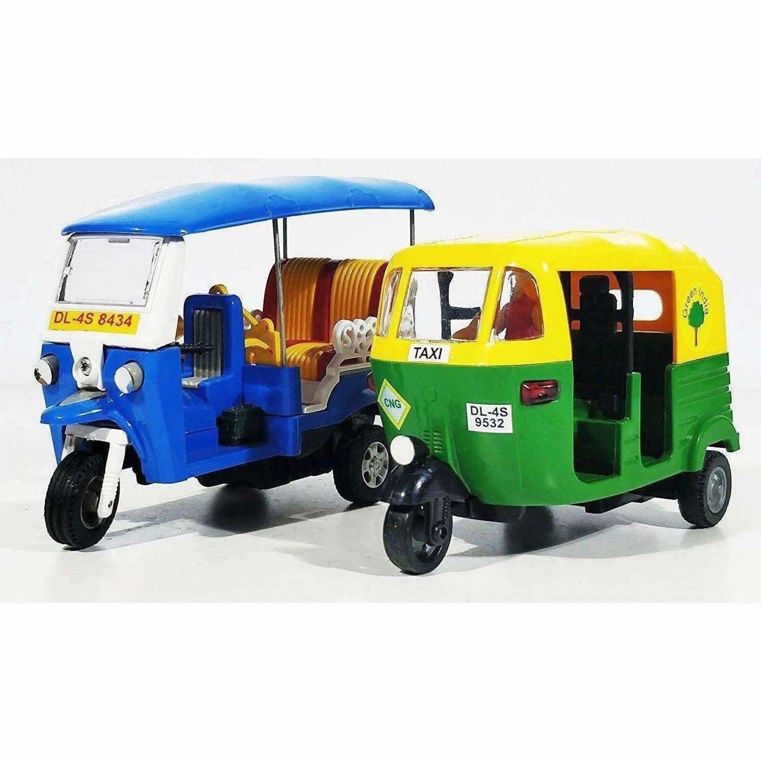 Indian Iconic Tuktuk-CNG Auto Rickshaw Toy (Blue & Green)- Pack Of 2 - Distacart