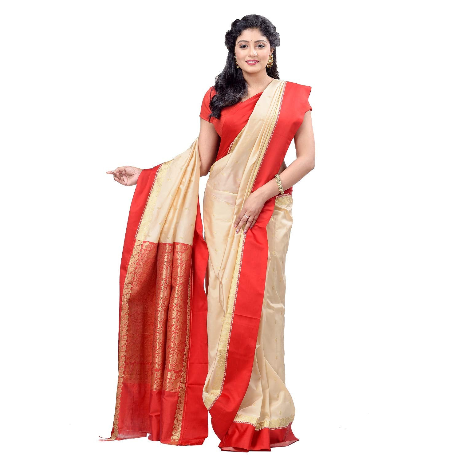 Desh Bidesh Women's Bengal Art Garad Silk Saree Handmade Kalka With Wholebody Design Saree - Distacart
