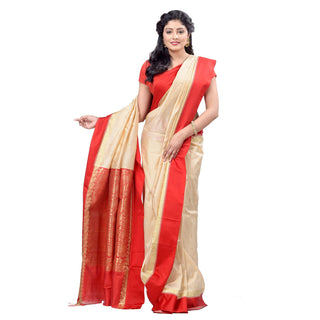 Desh Bidesh Women's Bengal Art Garad Silk Saree Handmade Kalka With Wholebody Design Saree - Distacart