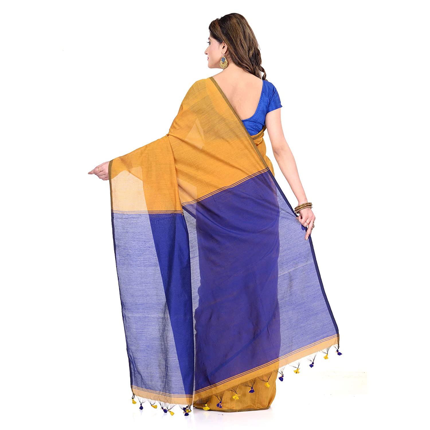 Desh Bidesh Women's Bengal Khadi Ghicha Handloom Cotton Silk Saree With Blouse Piece - Distacart