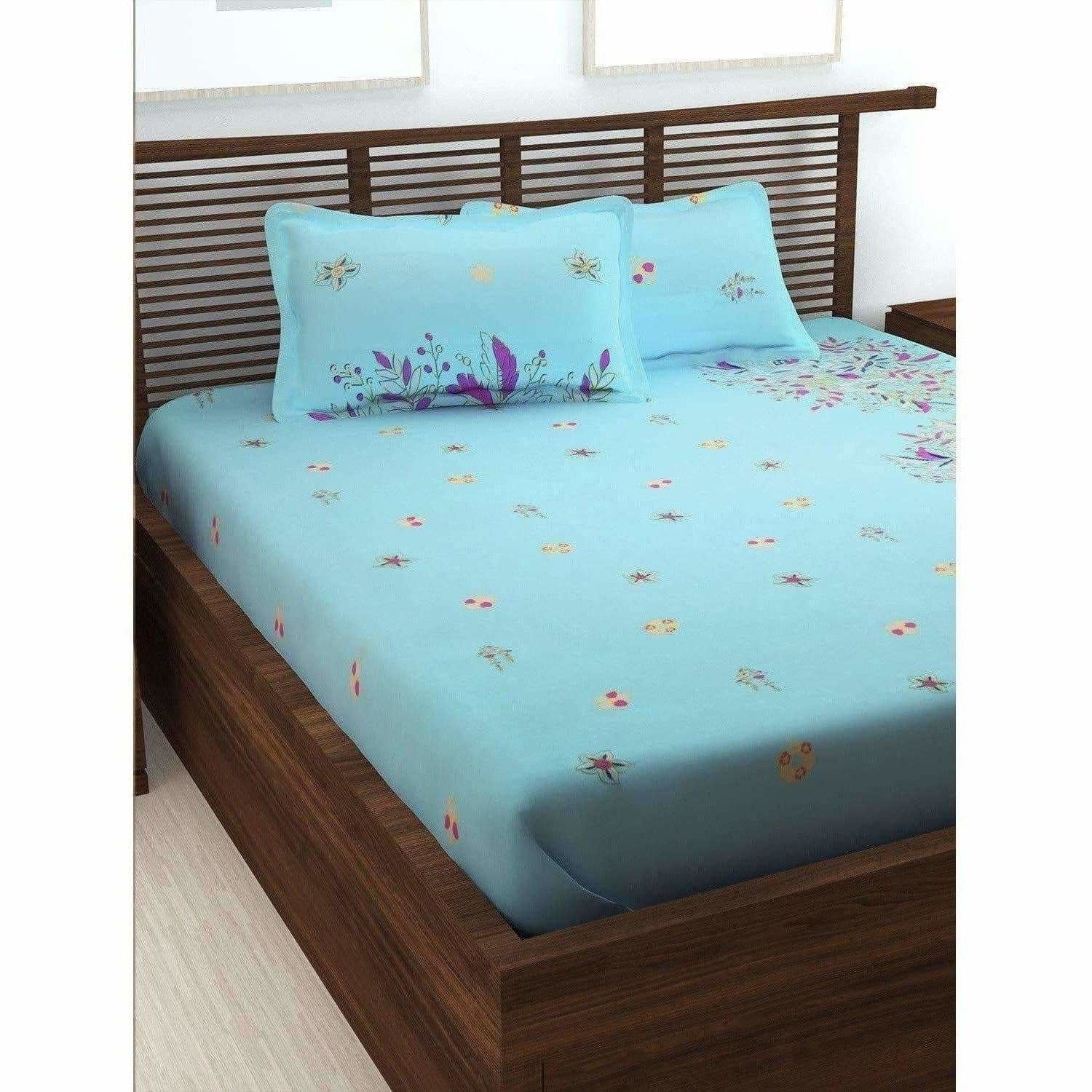 Cotton Double Bedsheet with 2 Pillow Covers - Distacart