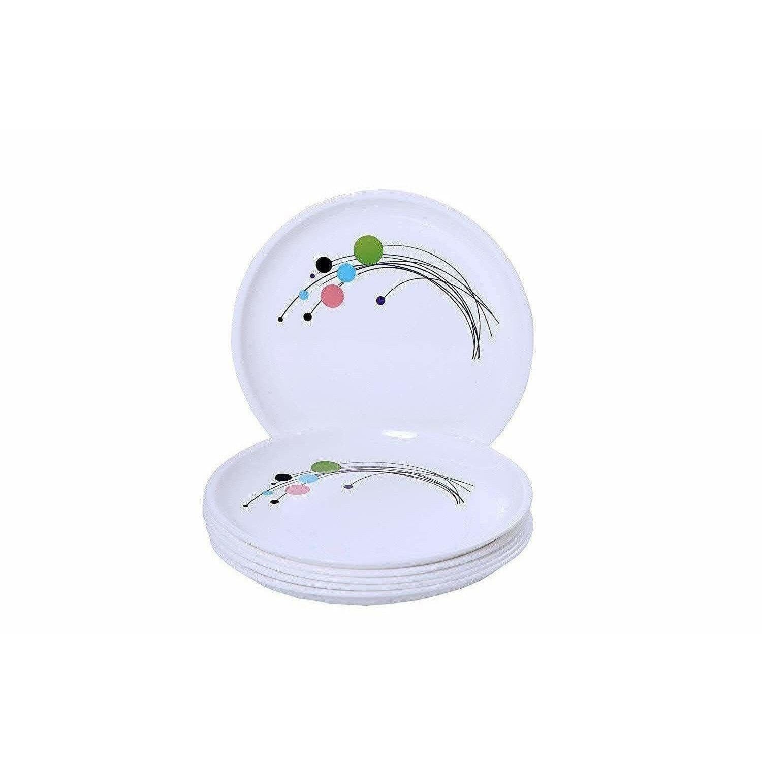 Round Plastic Half Plate Set, Set of 6, White - Distacart