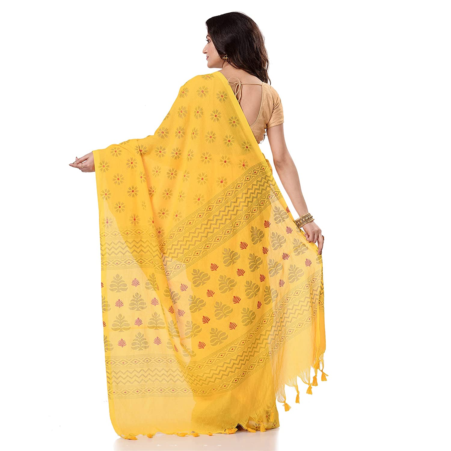 Desh Bidesh Bengal Cotton Women's Bengal Tant Abhra Fabric Design Pure Cotton Handloom Saree With Blouse Piece - Distacart