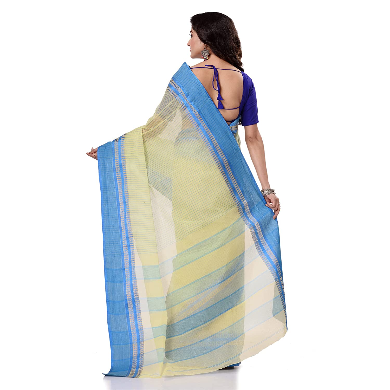 Desh Bidesh Women's Traditional Bengal Tant Pure Handloom Cotton Saree Kantha Stitch Woven Without Blouse Piece - Distacart