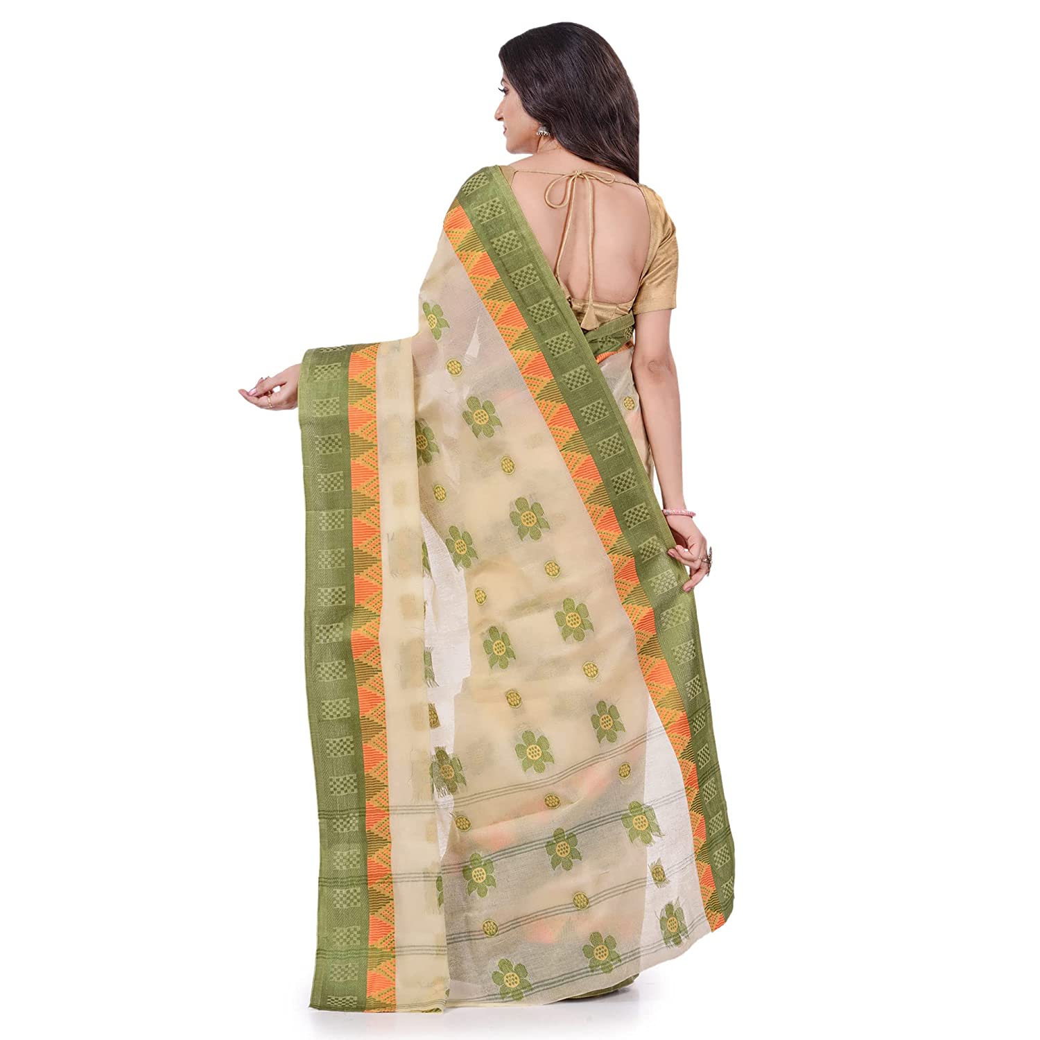 Desh Bidesh Women's Traditional Bengal Fuleswari Woven Designer Pure Handloom Cotton Saree Without Blouse Piece - Distacart