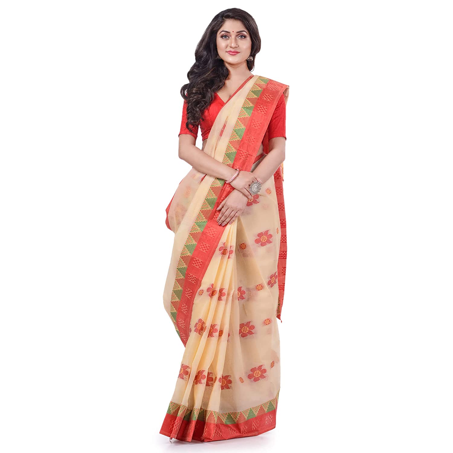 Desh Bidesh Women's Traditional Bengal Fuleswari Woven Designer Pure Handloom Cotton Saree Without Blouse Piece - Distacart