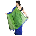 Thumbnail for Desh Bidesh Bengal Cotton Tant Women's Bengal Half Half Ghicha Handloom Cotton Silk Saree With Blouse Piece - Distacart