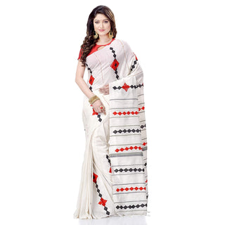 Desh Bidesh Women's Bengali Khesh Pure Cotton Handloom Saree Diamond Designed With Blouse Piece - Distacart