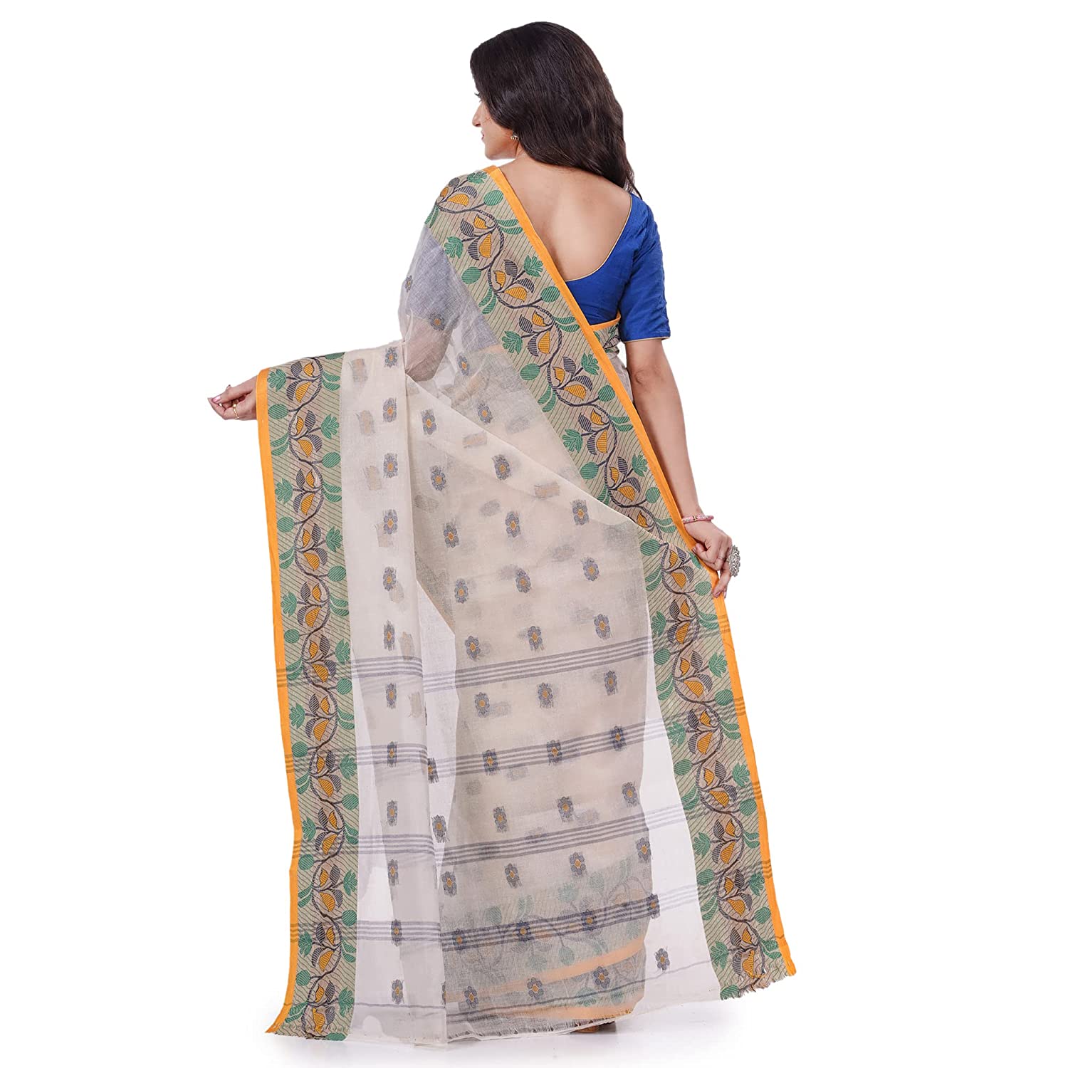 Desh Bidesh Esh Bidesh Women's Traditional Pure Handloom Cotton Saree Puspanjali Woven Designer Without Blouse Piece - Distacart